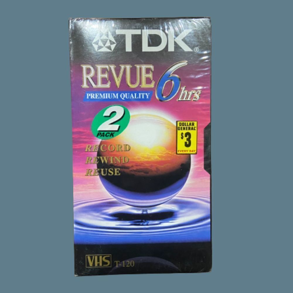 (2) Blank VHS Tapes TDK Revue Premium Grade 6 Hours T-120 Video Tape VHS Sealed